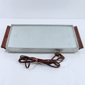 Vintage Salton Hotray Food Warmer H-122 Series L Wood Handles Glass MCM Tested